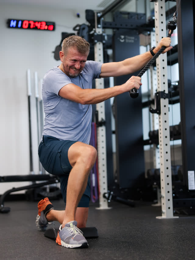 A member working through a banded exercise